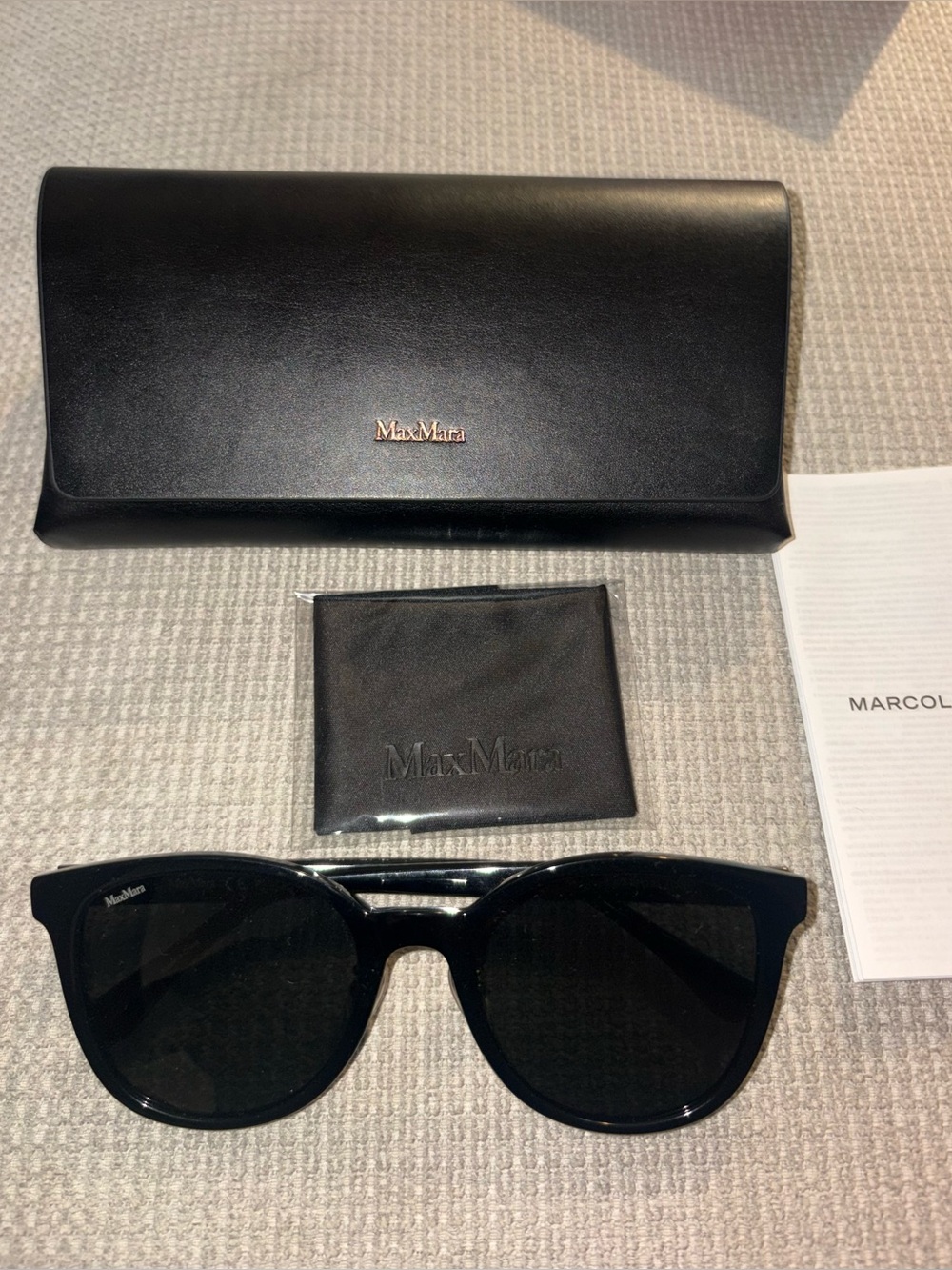 MaxMara Black Acetate Women’s Sunglasses with Matching Case